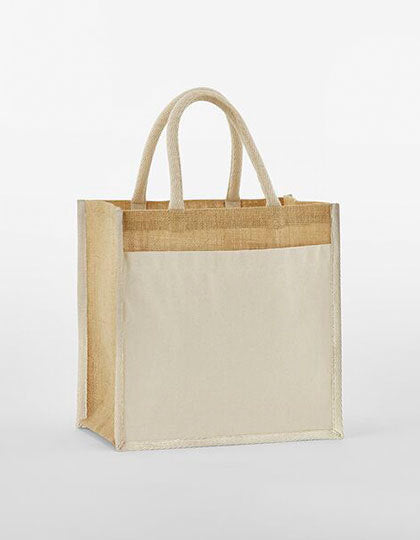 Cotton Pocket Natural Starched Jute Midi Bag (WM483)