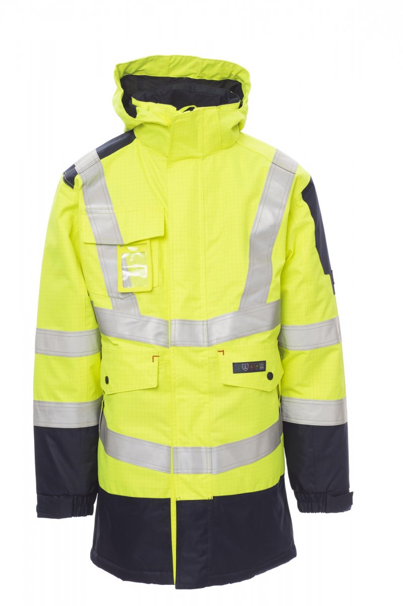 Payper SHIELD Imbottito Con Cappuccio – Fluogelb/Marineblau
