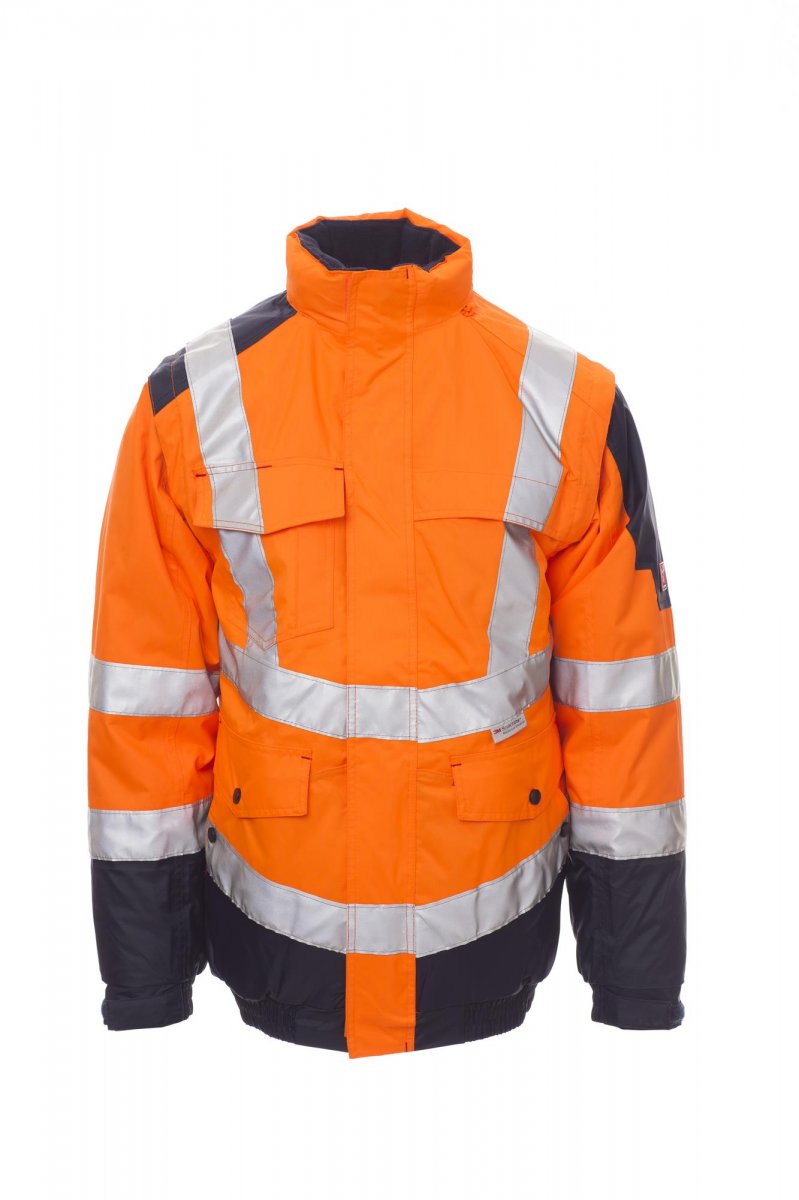 Payper INTERSTATE Imbottito Con Maniche Staccabili E Cappuccio – Fluoorange/Marineblau