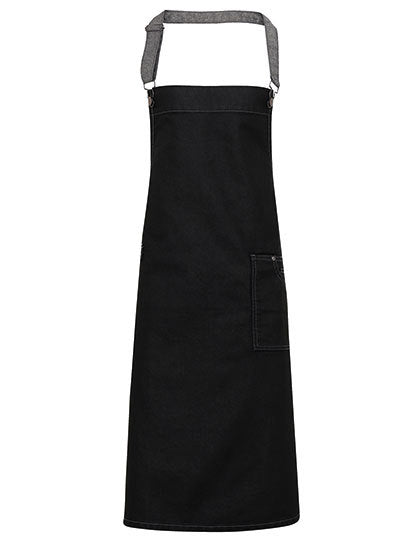 District Waxed Look Denim Bib Apron (PW134)