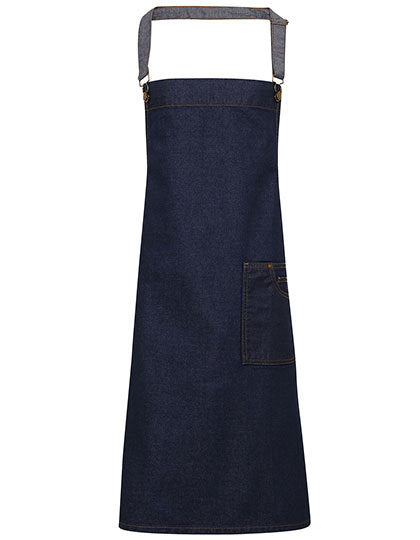 District Waxed Look Denim Bib Apron (PW134)