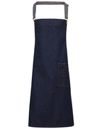 District Waxed Look Denim Bib Apron (PW134)