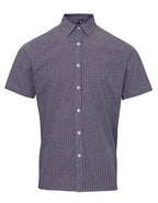 Men´s Microcheck (Gingham) Short Sleeve Cotton Shirt (PW221)