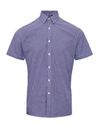 Men´s Microcheck (Gingham) Short Sleeve Cotton Shirt (PW221)