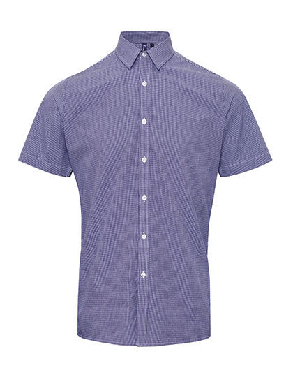 Men´s Microcheck (Gingham) Short Sleeve Cotton Shirt (PW221)