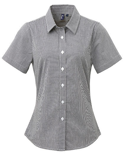 Women´s Microcheck (Gingham) Short Sleeve Cotton Shirt (PW321)