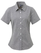 Women´s Microcheck (Gingham) Short Sleeve Cotton Shirt (PW321)