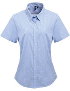 Women´s Microcheck (Gingham) Short Sleeve Cotton Shirt (PW321)