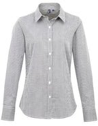 Women´s Microcheck (Gingham) Long Sleeve Cotton Shirt (PW320)