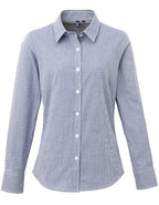 Women´s Microcheck (Gingham) Long Sleeve Cotton Shirt (PW320)