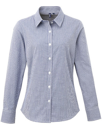 Women´s Microcheck (Gingham) Long Sleeve Cotton Shirt (PW320)