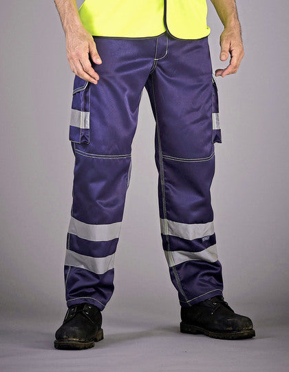 Hi-Vis Cargo Trousers With Knee Pad Pockets (YK018T)