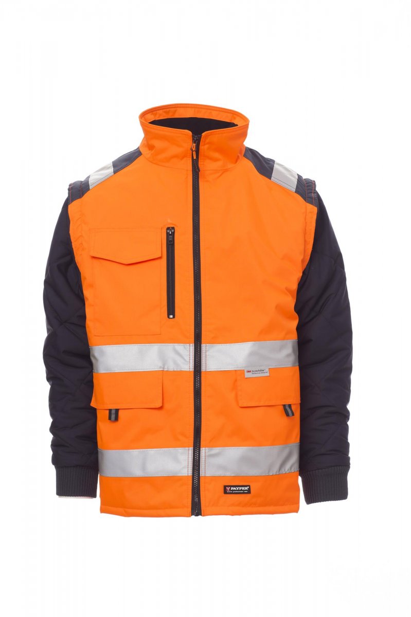 Payper HIWAY Imbottito Con Maniche Staccabili – Fluoorange/Marineblau