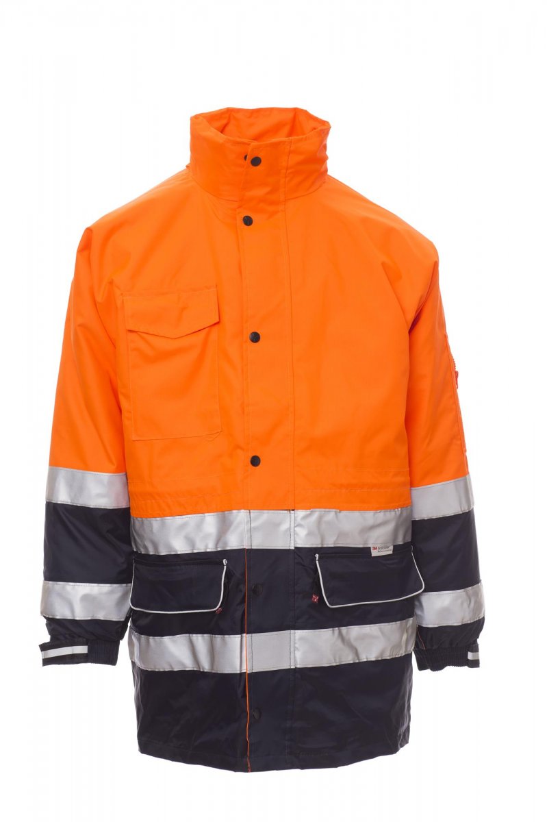 Payper SECURITY Imbottito Triplo Uso Con Cappuccio – Fluoorange/Marineblau