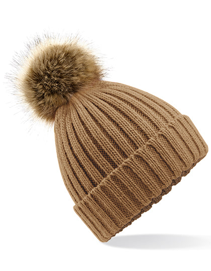 Faux Fur Pop Pom Chunky Beanie (CB412)