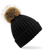 Faux Fur Pop Pom Chunky Beanie (CB412)