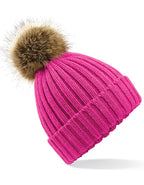 Faux Fur Pop Pom Chunky Beanie (CB412)