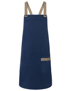 Latzschürze Urban-Look mit Kreuzbändern und Tasche (KY119)