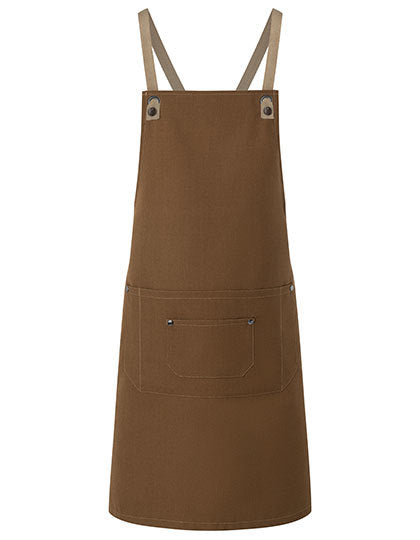 Latzschürze Urban-Nature mit Kreuzbändern und großer Tasche (KY120)