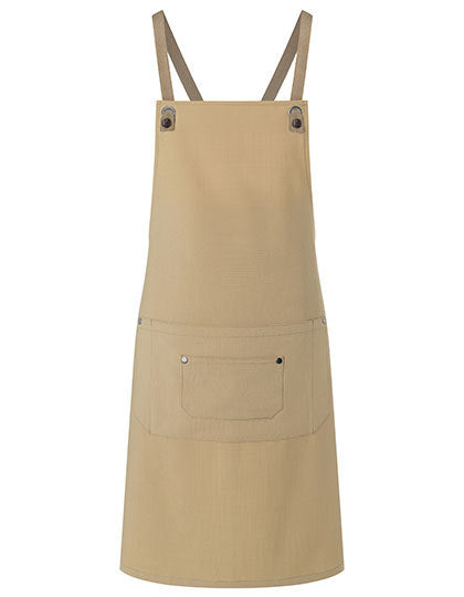Latzschürze Urban-Nature mit Kreuzbändern und großer Tasche (KY120)