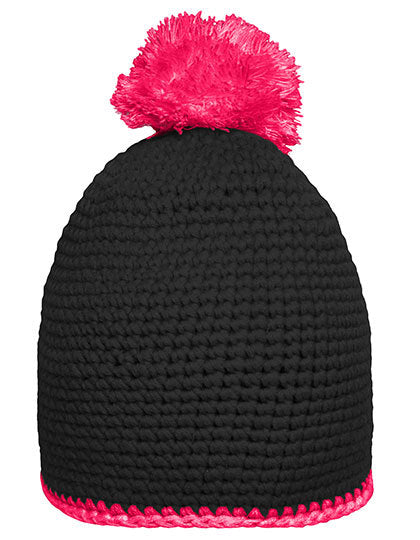 Pompon Hat With Contrast Stripe (MB7964)