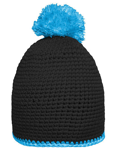 Pompon Hat With Contrast Stripe (MB7964)