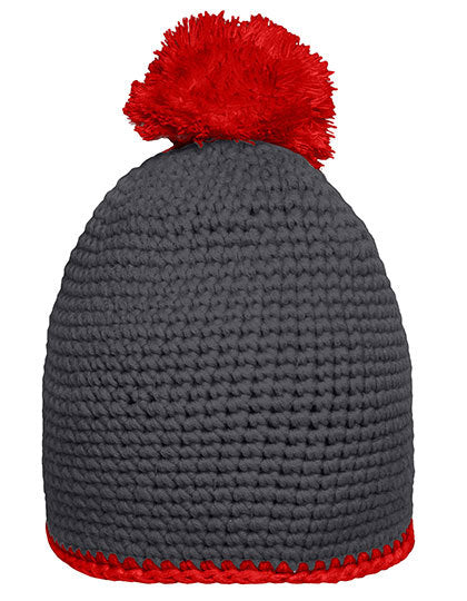 Pompon Hat With Contrast Stripe (MB7964)