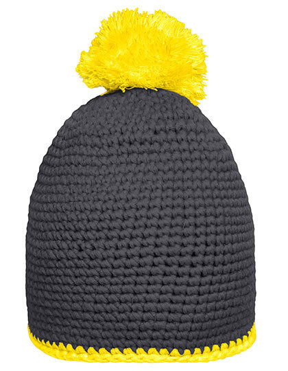 Pompon Hat With Contrast Stripe (MB7964)