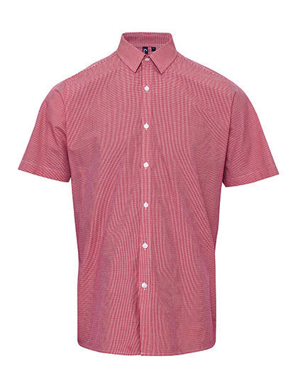 Men´s Microcheck (Gingham) Short Sleeve Cotton Shirt (PW221)