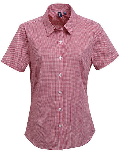 Women´s Microcheck (Gingham) Short Sleeve Cotton Shirt (PW321)