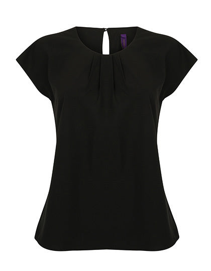 Ladies´ Pleat Front Short Sleeve Blouse (W597)
