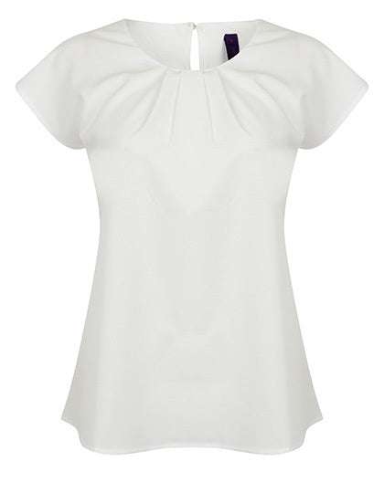 Ladies´ Pleat Front Short Sleeve Blouse (W597)