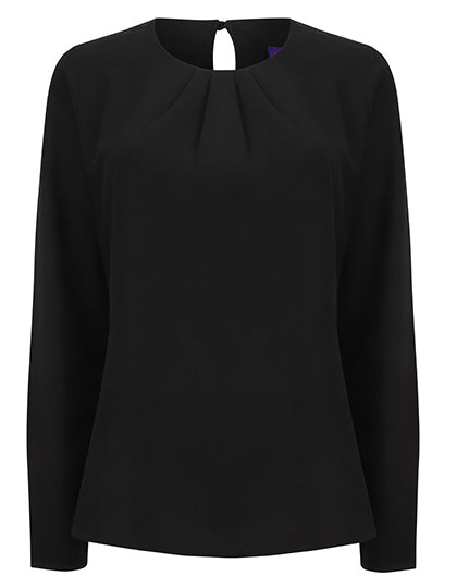 Ladies´ Pleat Front Long Sleeved Blouse (W598)